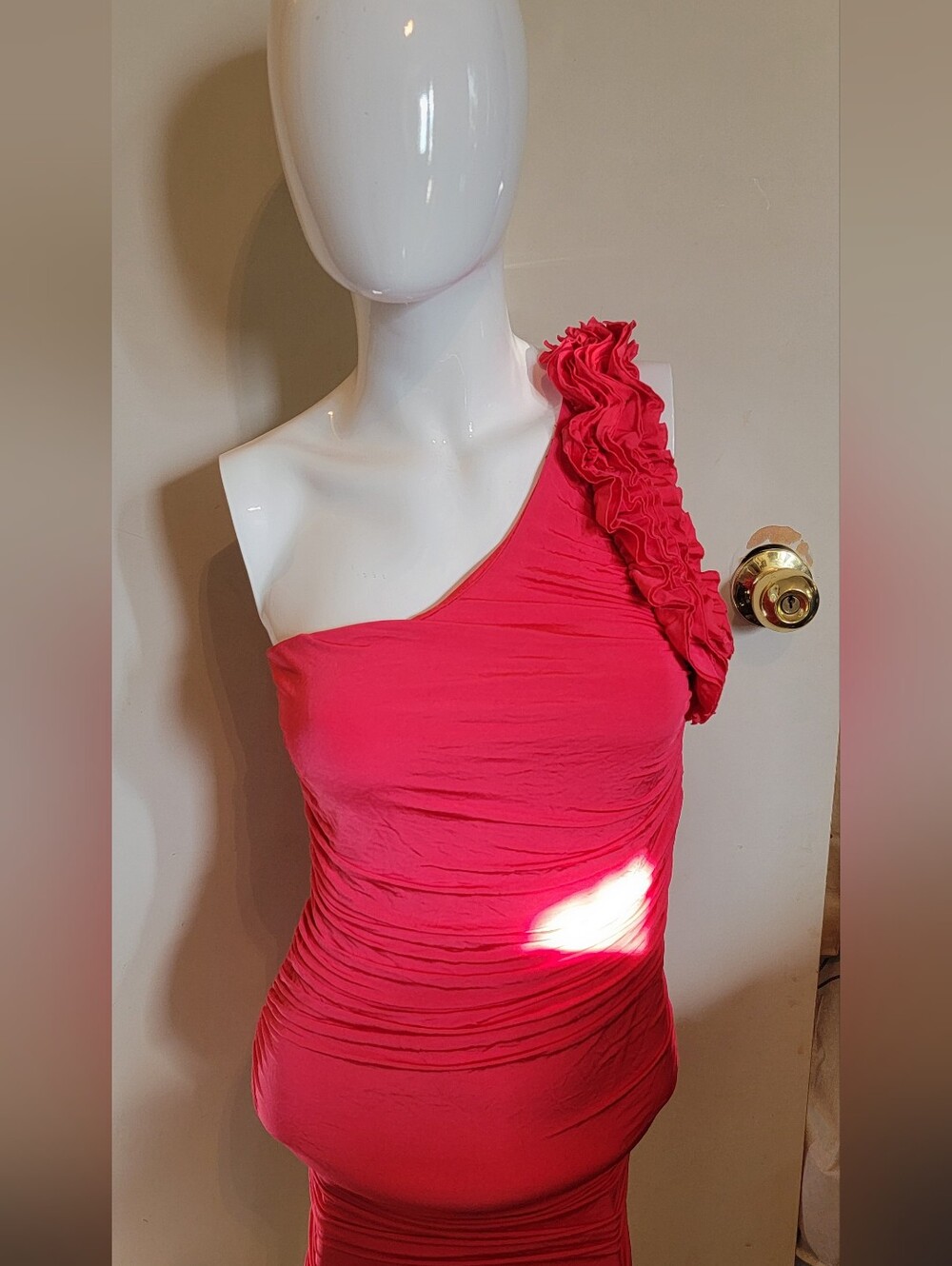 Costa Blanca One-Shoulder Ruffle Dress in Hot Pink